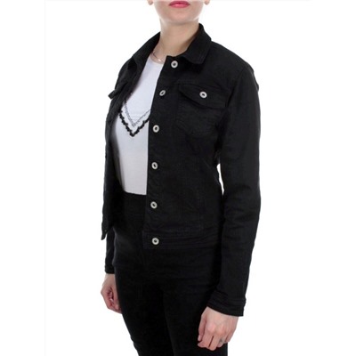 Y-1000 BLACK Куртка джинсовая женская MISS JUSTING (98% хлопок 2% эластан)