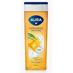AURA Крем-гель для душа манго+папайя Family 390 мл