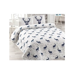 1 сп. Стеганое Покрывало Двустороннее 160x220 см. с Наволочкой 50x70 см. Geyik Lacivert