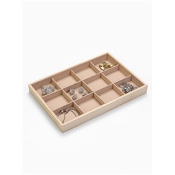 Подставка для украшений QF 12 ячеек, дерево, 35×24×3, бежевая