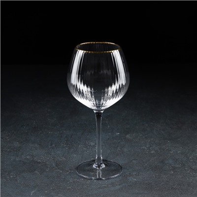 Бокал для вина Magistro «Орион», 550 мл, 10×22 см, с золотой отводкой, стекло, прозрачный