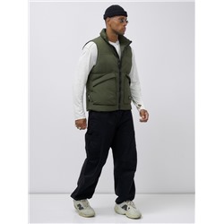 Жилет мужской утепленный спортивный цвета хаки 15322Kh