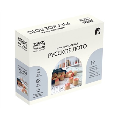 Игра настольная ТРИ СОВЫ "Русское лото", с бочонками, картонная коробка