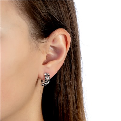 Серьги с фианитом родированные серебро 925*