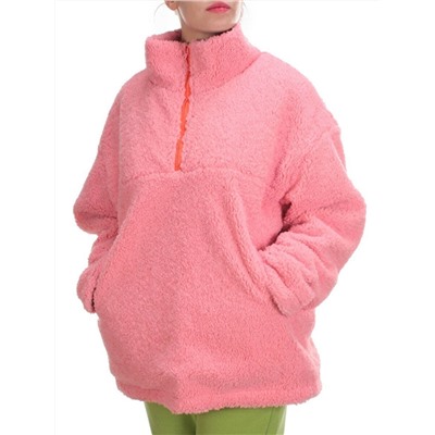 2568 PINK Кофта плюшевая женская Тедди на синтепоне  (50 гр. синтепон)