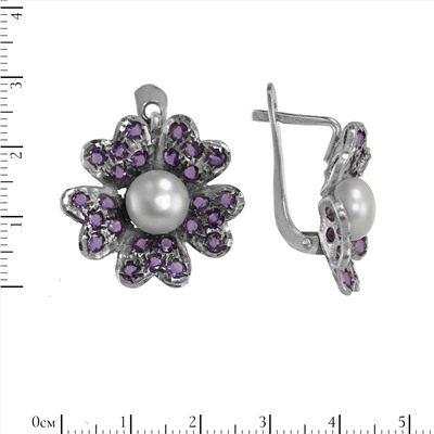 Серьги 'Ирис' с аметистом и фианитами И0СК.072АМN