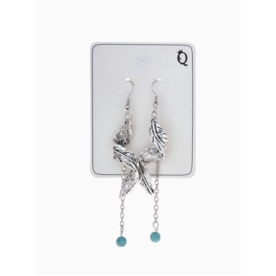 Серьги ассорти «История» скрученное перо, цвет голубой в чернёном серебре