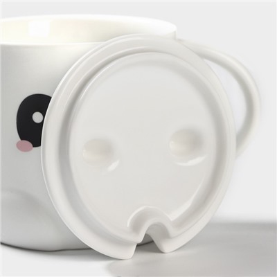 Кружка с ложкой «Панда», 350 мл, керамика, белая