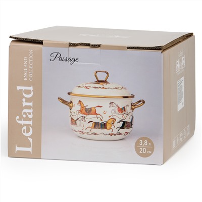 КАСТРЮЛЯ LEFARD ЭМАЛИРОВАННАЯ С КРЫШКОЙ, СЕРИЯ PASSAGE, 3,8Л, ДИА.20СМ ПОДХОДИТ ДЛЯ ИНДУК.ПЛИТ