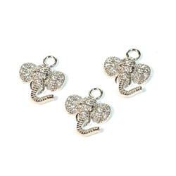 Подвеска слоник 9*11мм с фианитами, серебристая