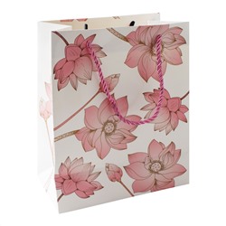 Пакет подарочный 18*23*10 Цветок лотоса на белом 210г/м2 КОКОС 242551/12/Китай