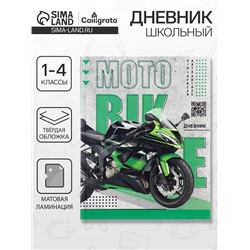 Дневник школьный для 1-4 классов, «Байк», твёрдая обложка 7БЦ, матовая ламинация, 48 листов