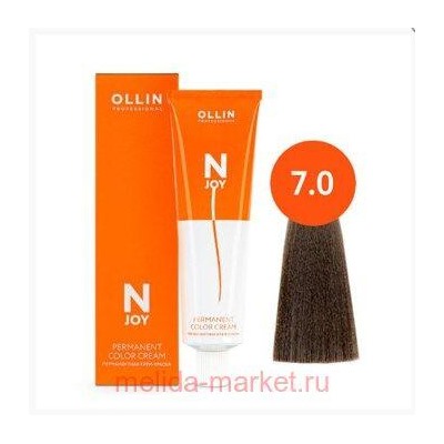 OLLIN "N-JOY" 7/0 – русый, перманентная крем-краска для волос 100мл