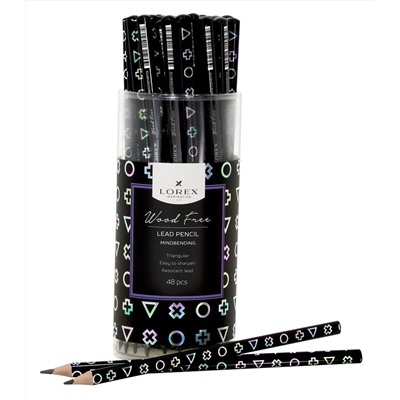 Карандаш ч/гр HB LOREХ WOOD FREE MINDBENDING  пластик  трехгран LXLPWF-MB/48/Китай