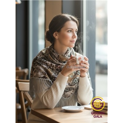 Косынка теплая на флисовой подкладке с бахромой Арт 2347/5