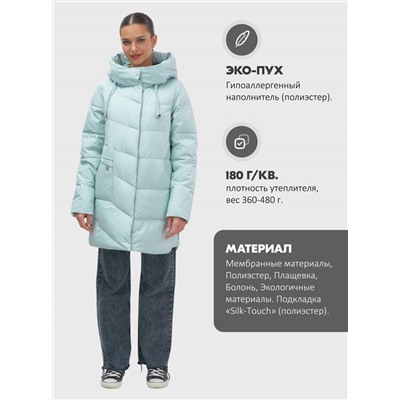 Куртка женская демисезонная с капюшоном бирюзового цвета 1139Br