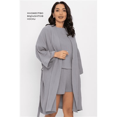 Халат-кимоно Муслин (серый) П14577-52М