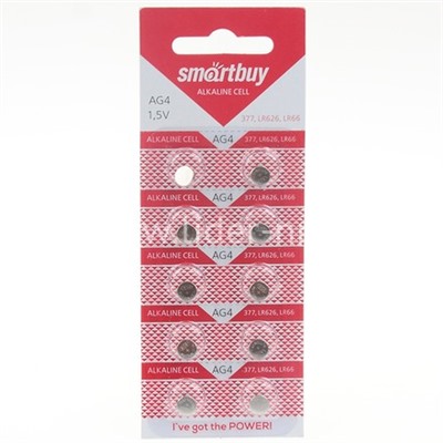 Батарейка алкалиновая Smartbuy AG 4 LR626/10BL A377