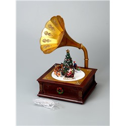 УЦЕНКА Светодиодная фигура «Рождественский граммофон», 24.5×35.5×22.5 см, полистоун, от батареек ААх3, USB, свечение мульти