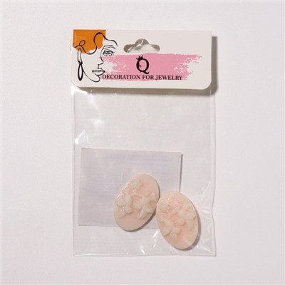 Кабошон «Птички» овал (набор 2 шт.) 20×30 мм, цвет розовый