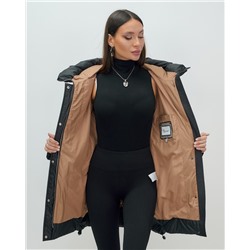 Куртка зимняя женская с капюшоном модная черного цвета 7653Ch