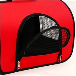 Сумка - переноска для животных, 2 входа, 40×25×28 см, красная