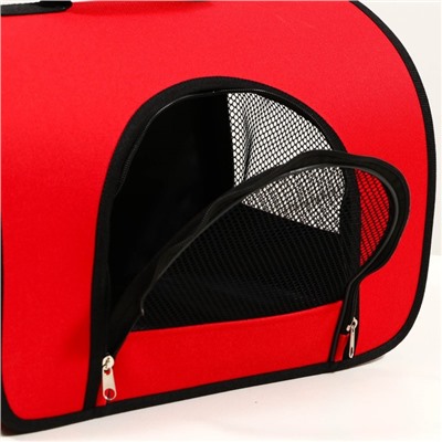 Сумка - переноска для животных, 2 входа, 40×25×28 см, красная