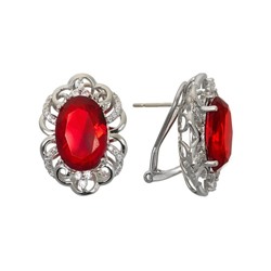 Серьги ажурные с красными фианитами ТШСН.723Ф31.12