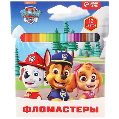 Фломастеры «Щенячий патруль», 12 цветов, вентилируемый колпачок