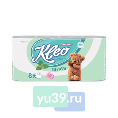 Бумага туалетная Kleo Ultra МЯТА 8 рулона 3 слоя
