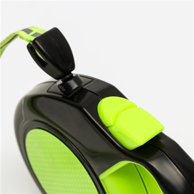 Рулетка «Пижон» светоотражающая, 8 м, до 50 кг, трос, прорезиненная ручка, зелёная