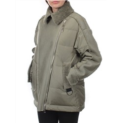 902 GRAY/GREEN Куртка зимняя облегченная женская (холлоффайбер 150 гр., искусственная дубленка)