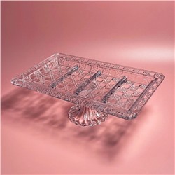 588-694 Прямоугольная менажница 37,2х22,5х12,5см на ножке в под.уп.(х6)Стекло