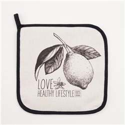 Прихватка "Love healthy" 19х19 саржа,100% хлопок,ватин 250г/м2