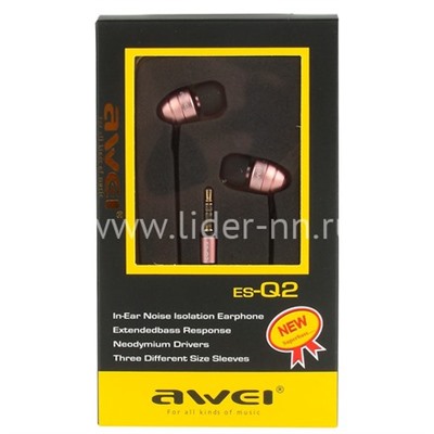 Наушники MP3/MP4 AWEI (ES-Q2) розовые