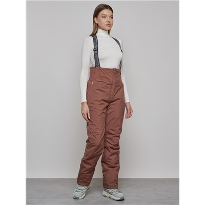 Полукомбинезон с высокой посадкой женский зимний коричневого цвета 7399K