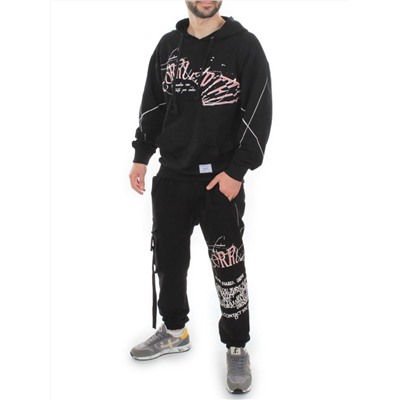2622/7362 BLACK Костюм спортивный мужской (75% хлопок, 20% полиэстер, 5% спандекс)