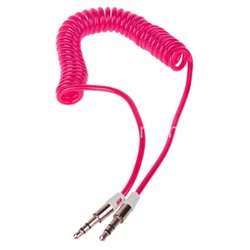 Кабель AUX 3.5 на 3.5 Am-Am (1.5м) 2-х контактный витой ПРОЗРАЧНЫЙ розовый (ELTRONIC) в коробке