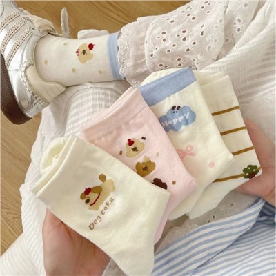 Tide, autumn Japanese cute cartoon knee socks with bow, mid-length