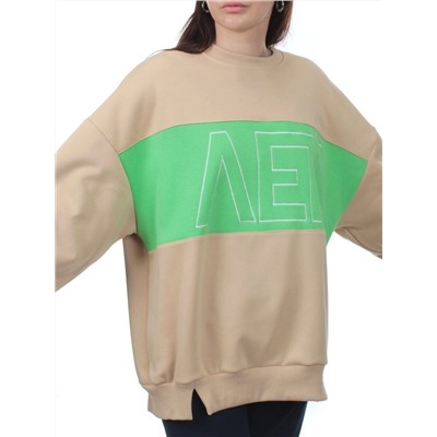 2813 BEIGE/GREEN Толстовка женская (95% хлопок, 5% спандекс)