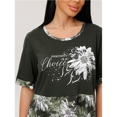 Женское платье Пл-167(К) / Хаки (цветы)