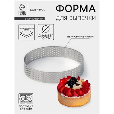 Форма перфорированная для выпечки Доляна «Круг», d=10 см, цвет серебристый