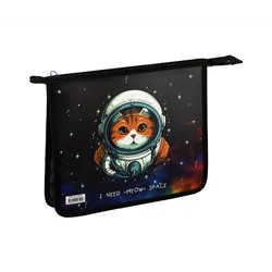 Папка для тетрадей 1 отделение, А5, ArtSpace "Meow Space", пластик, на молнии