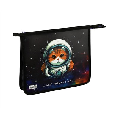 Папка для тетрадей 1 отделение, А5, ArtSpace "Meow Space", пластик, на молнии