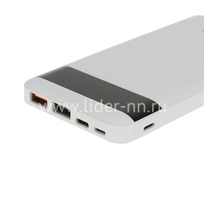 Портативное ЗУ (Power Bank) 10000mAh (AWEI P63K) 2USB/Type-C/дисплей/3.0А (белый)