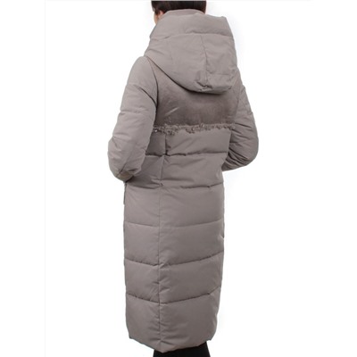 23-636 GRAY/BEIGE Пальто зимнее женское (холлоффайбер 150 гр., искусственная дубленка)