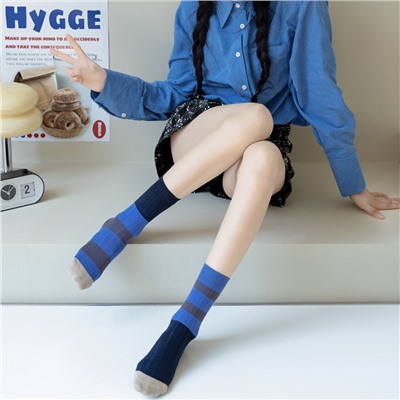 Asymmetrical trend brand cotton knee socks for men and women, 2023, mid-length
