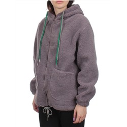 1008 GRAY Куртка плюшевая демисезонная (65% хлопок, 35% полиэстер) оверсайз 46-54