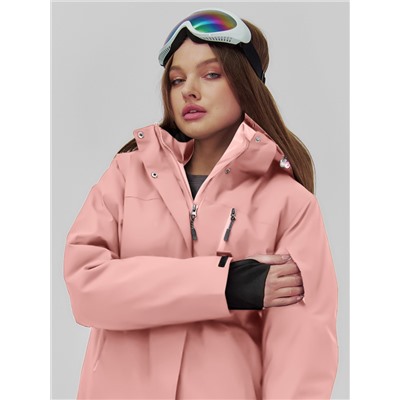 Горнолыжная куртка женская зимняя персикового цвета 7015_1P