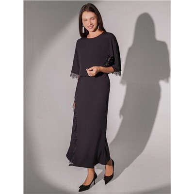 Блузка свободная из креп-шифона с кружевом